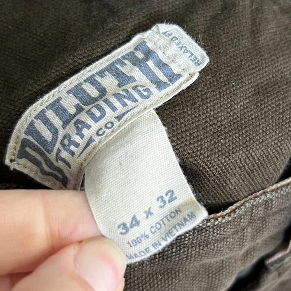 Duluth Trading Co Men's 34x32 Canvas Cargo Pants Brown Workwear Gorpcore